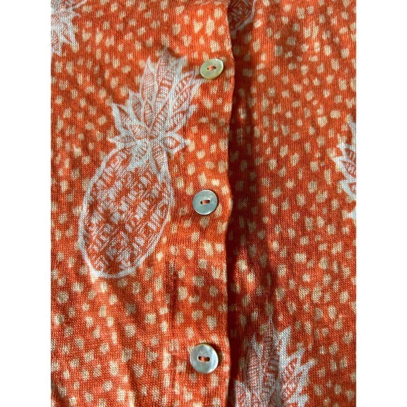 Christian Siriano Size Medium 100 Linen Tank Blouse Sleeveless Orange Pineapples - Picture 3 of 5